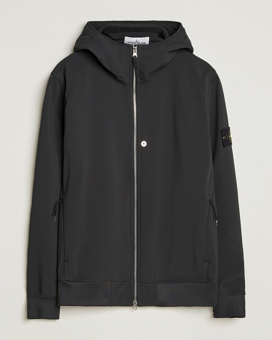 Men | Coats & Jackets | Stone Island | Soft Shell Re-Dyed Lined Hood Jacket Black