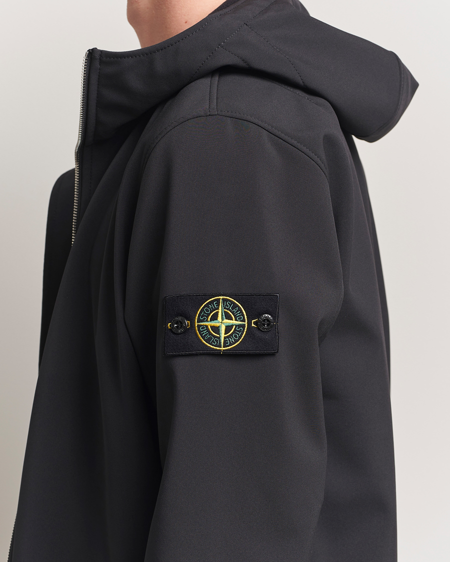 Men | Coats & Jackets | Stone Island | Soft Shell Re-Dyed Lined Hood Jacket Black
