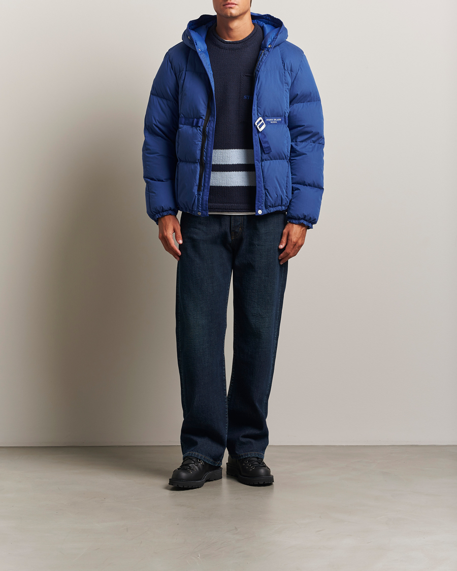 Men | Coats & Jackets | Stone Island | Marina Cotton/Nylon Tela Down Jacket Bright Blue