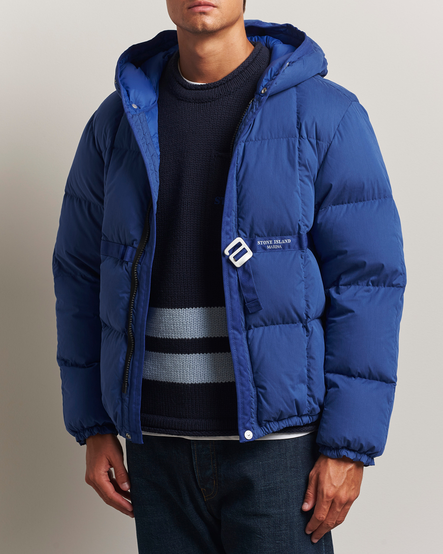 Stone Island Marina Cotton/Nylon Tela Down Jacket Bright Blue at