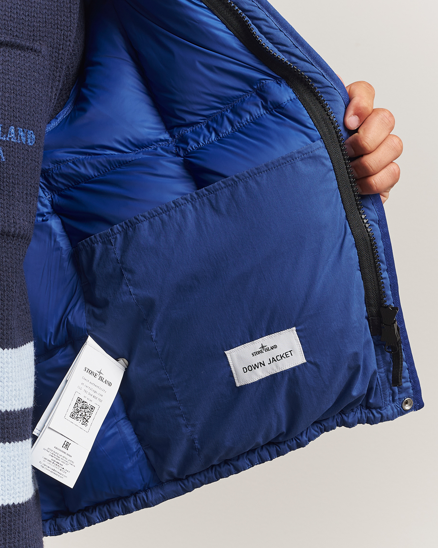 Men | Coats & Jackets | Stone Island | Marina Cotton/Nylon Tela Down Jacket Bright Blue