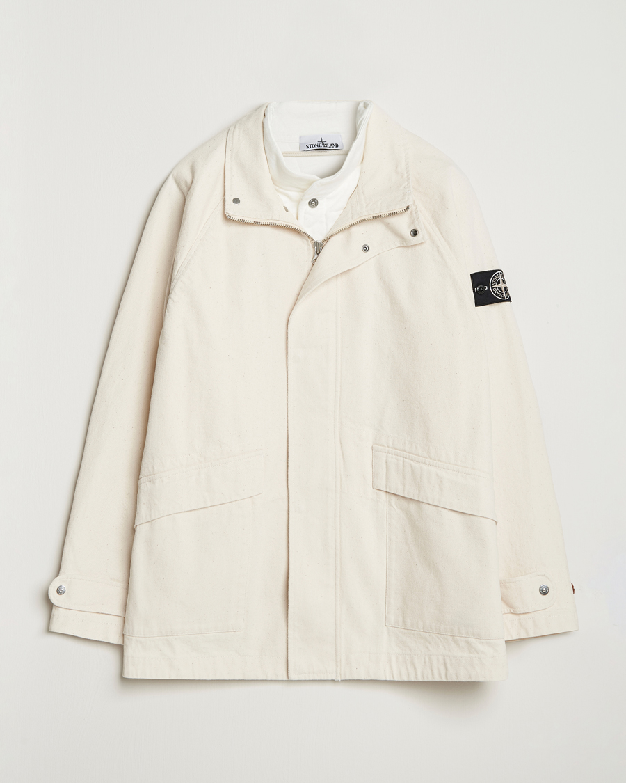 Stone Island RAW Cotton Gabardine Jacket Ivory at CareOfCarl.com