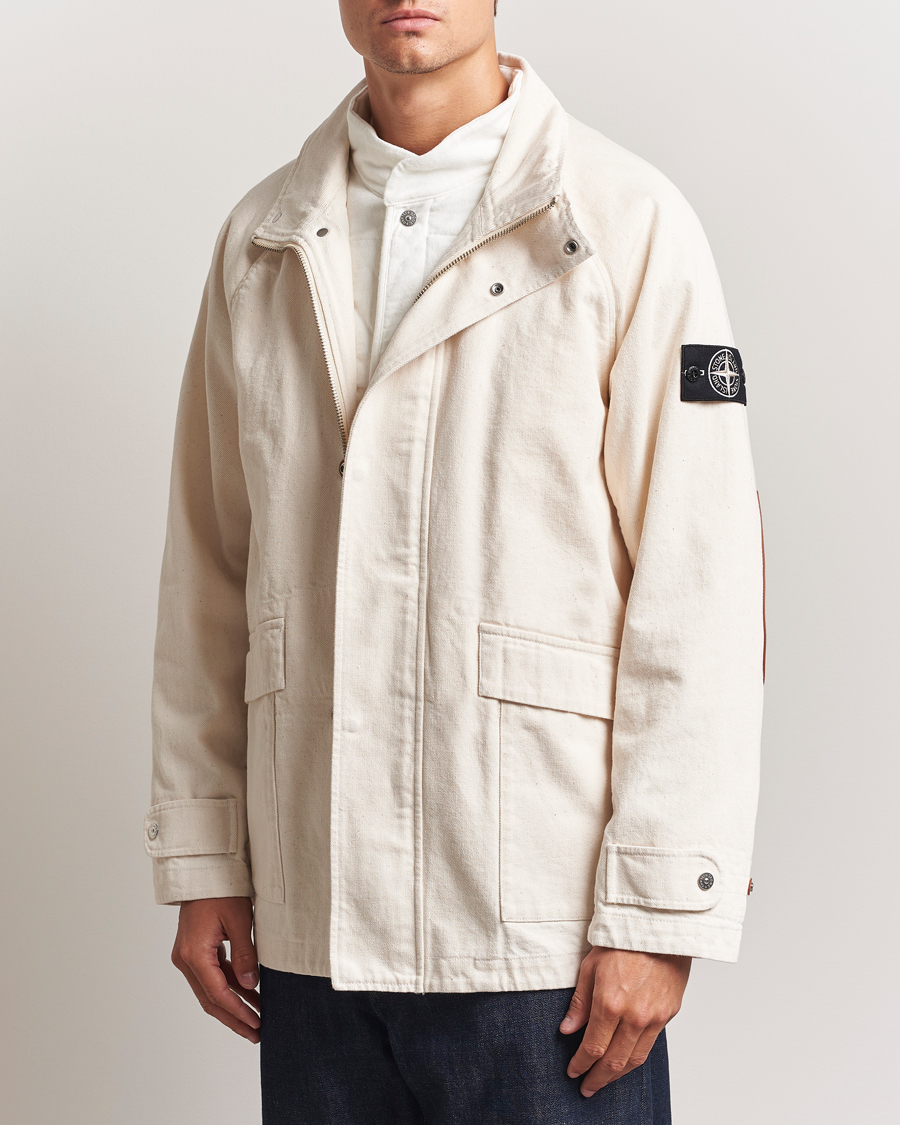 Stone Island RAW Cotton Gabardine Jacket Ivory at CareOfCarl.com