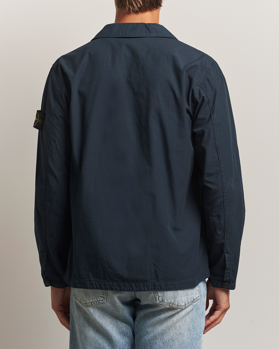Stone Island Garment Dyed Organic Cotton Zip Overshirt Navy at