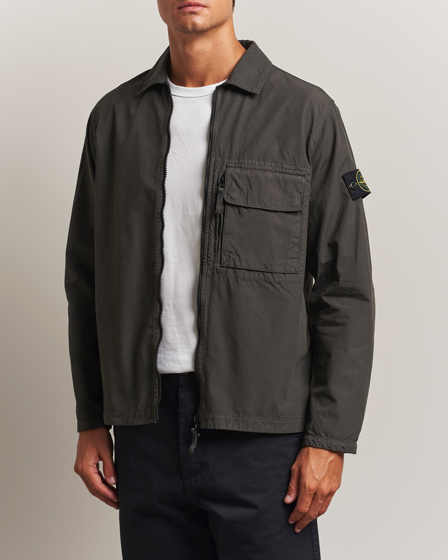 STONE  ZIP OVERSHIRT Lサイズ Stone Island Garment Dyed Cotton Zip Overshirt Musk at