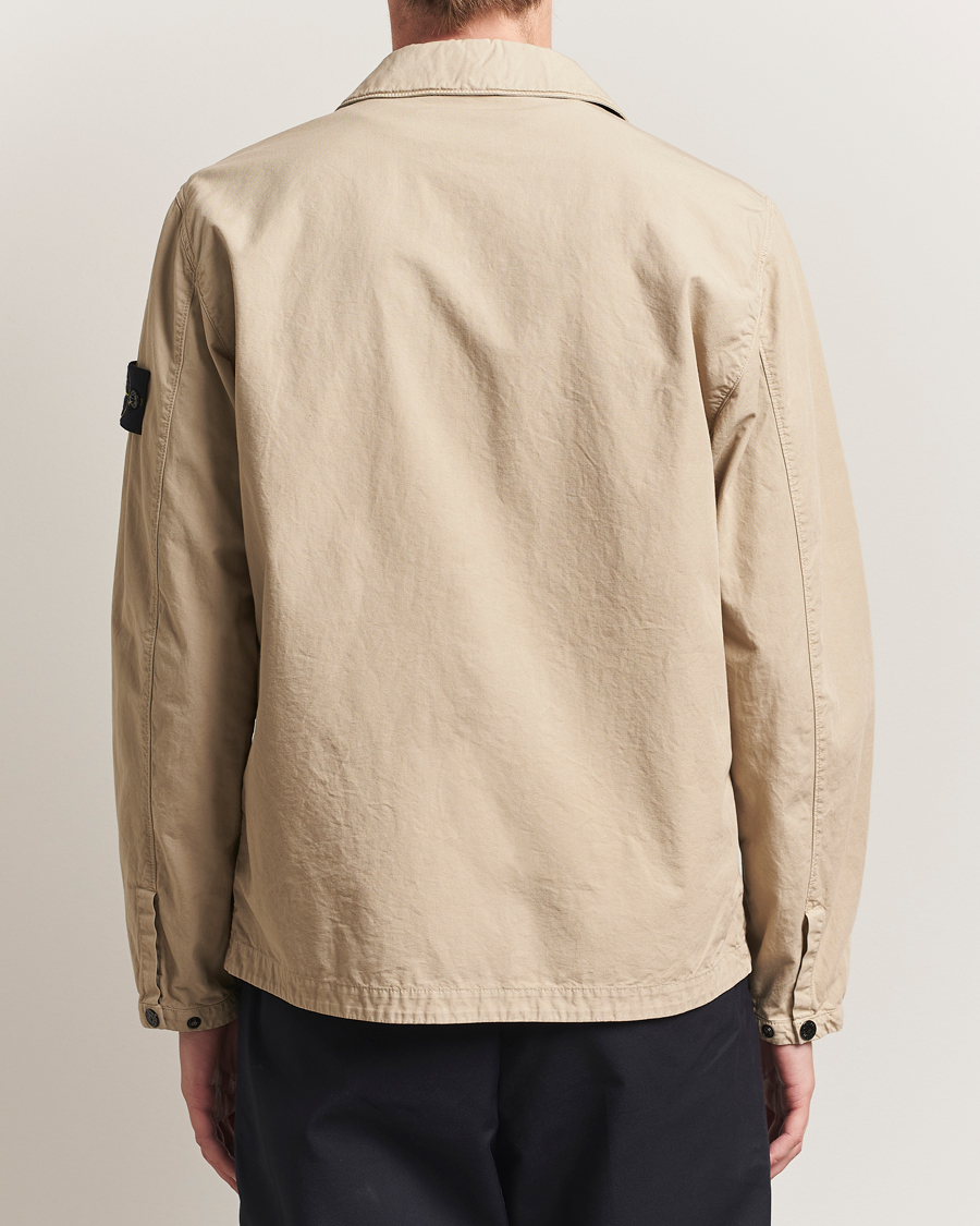 Stone Island Garment Dyed Organic Cotton Zip Overshirt Beige at