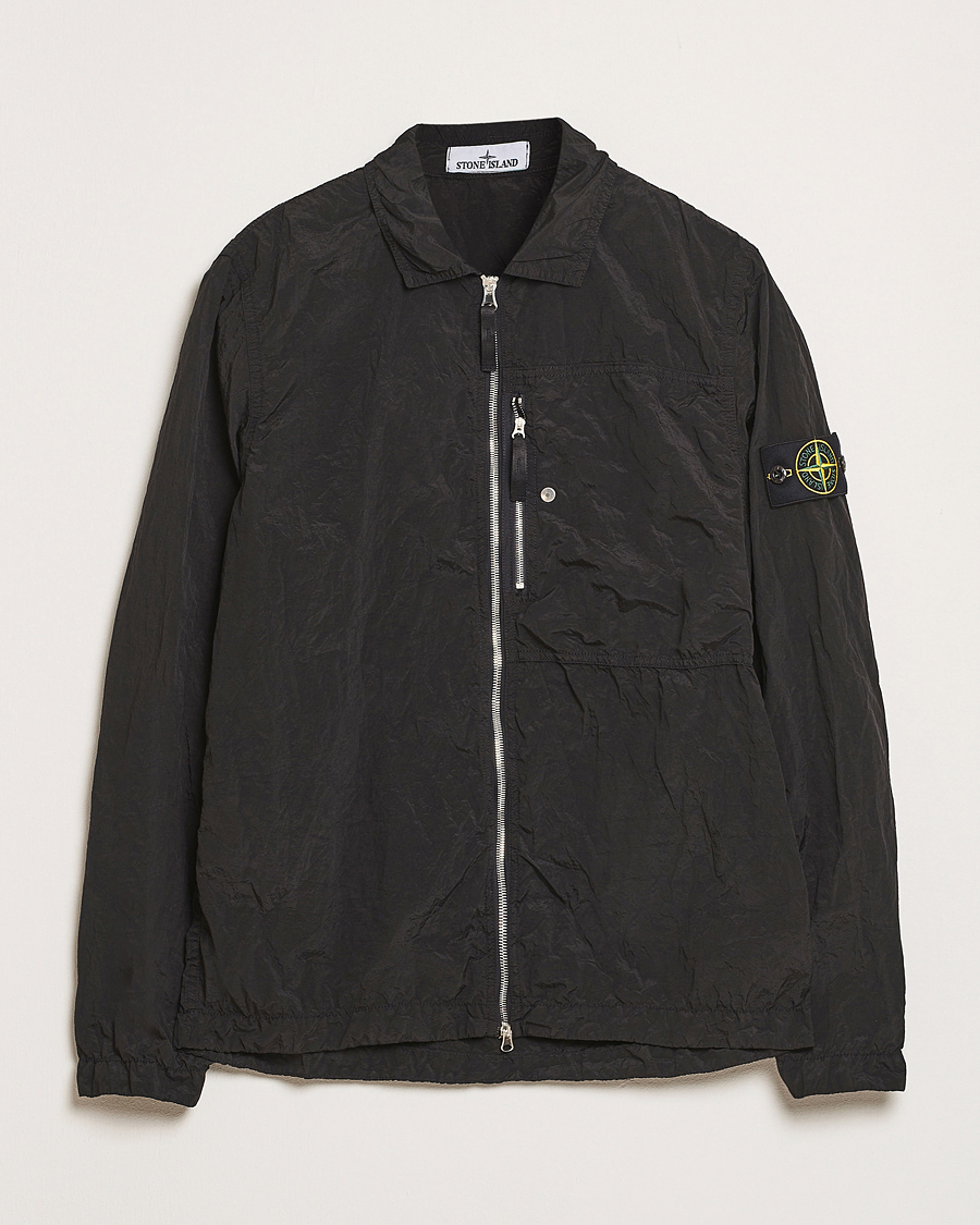 Stone Island Nylon Metal Zip Overshirt Black at CareOfCarl.com