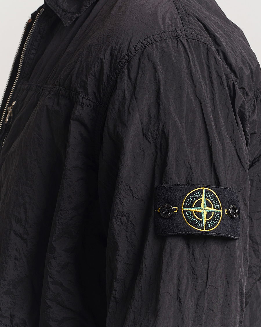 Stone Island Nylon Metal Zip Overshirt Black at CareOfCarl.com