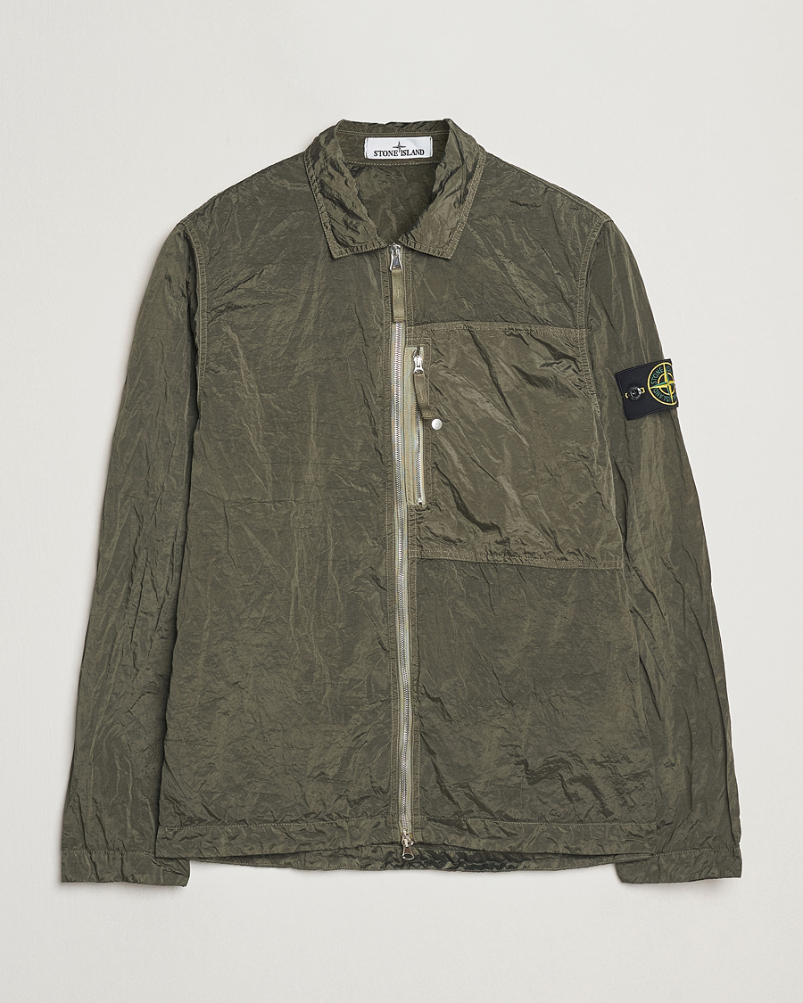 Stone Island Nylon Metal Zip Overshirt Military Green at