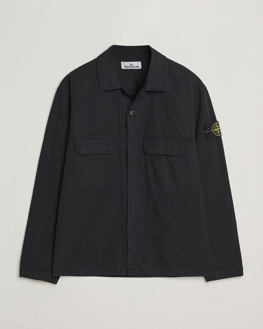 Men | Shirts | Stone Island | Organic Cotton Ripstop Overshirt Black