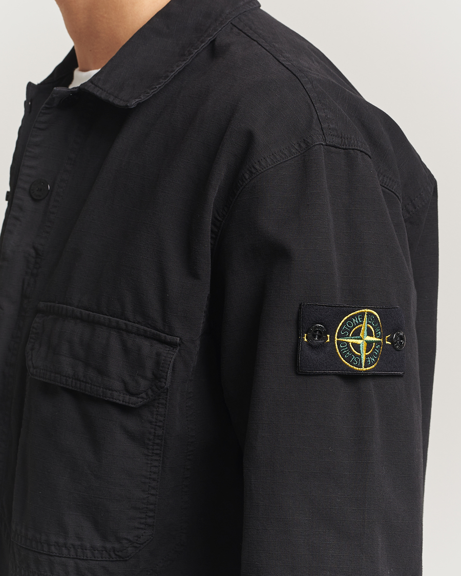 Men | Shirts | Stone Island | Organic Cotton Ripstop Overshirt Black