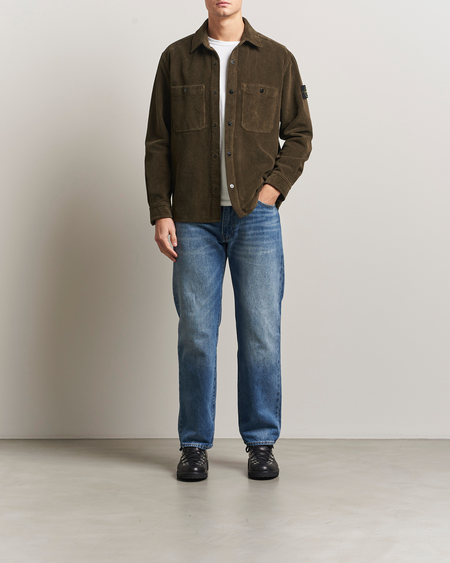 Men | Shirts | Stone Island | Organic Cotton Cord Overshirt Military Green
