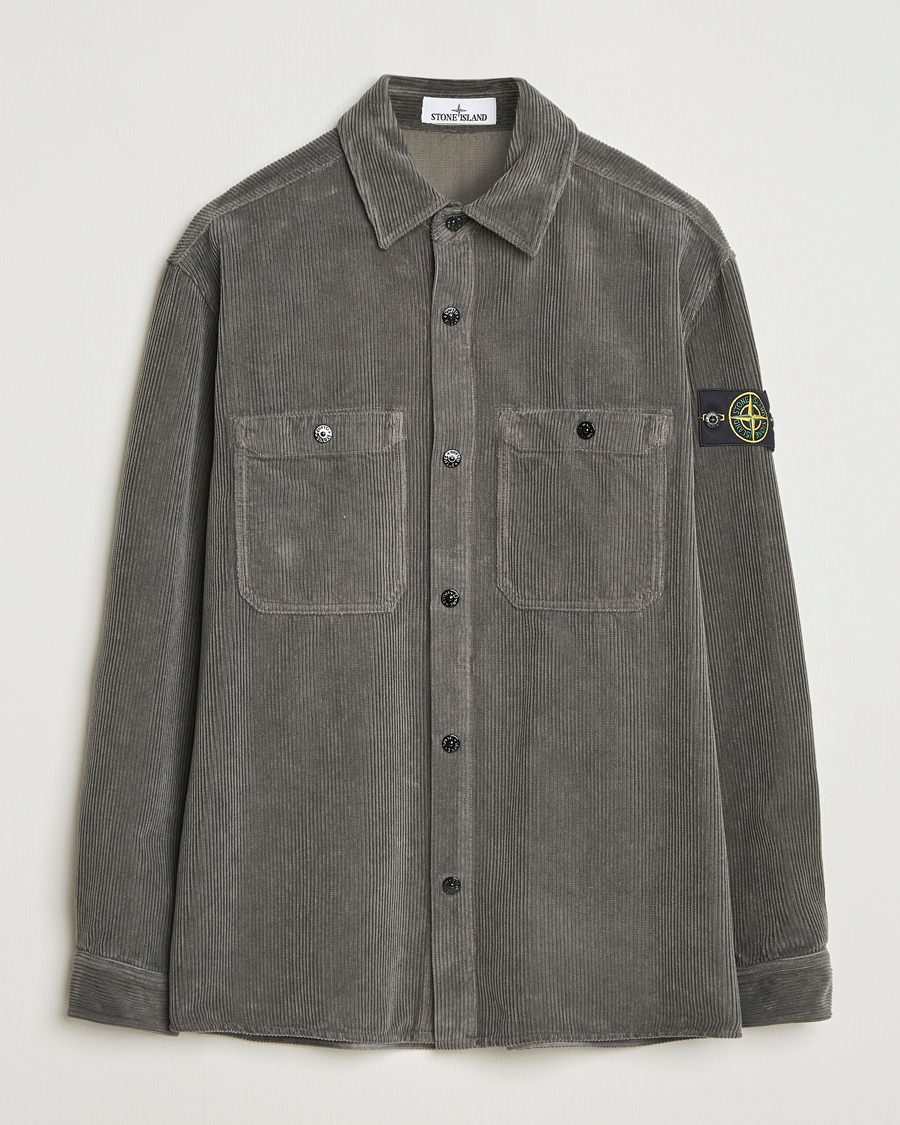 Stone Island Organic Cotton Cord Overshirt Grey at CareOfCarl.com