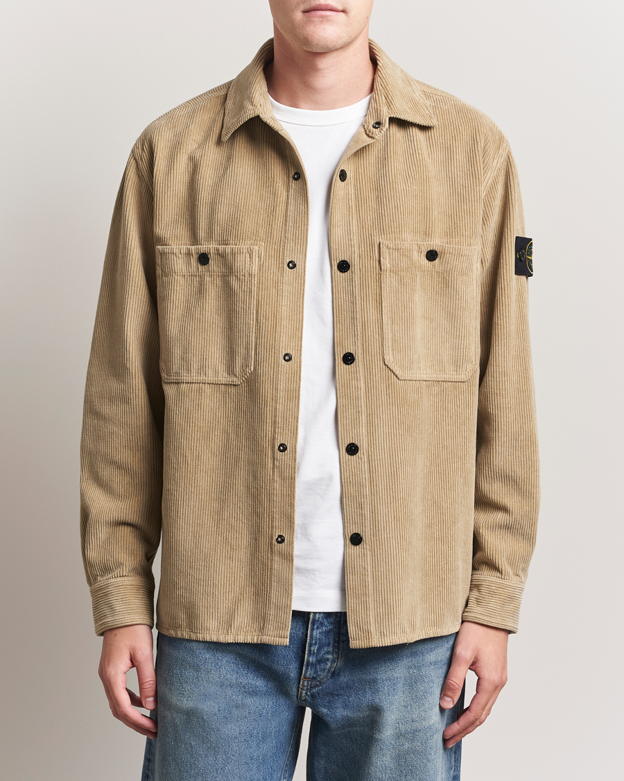 Stone Island Organic Cotton Cord Overshirt Beige at CareOfCarl.com