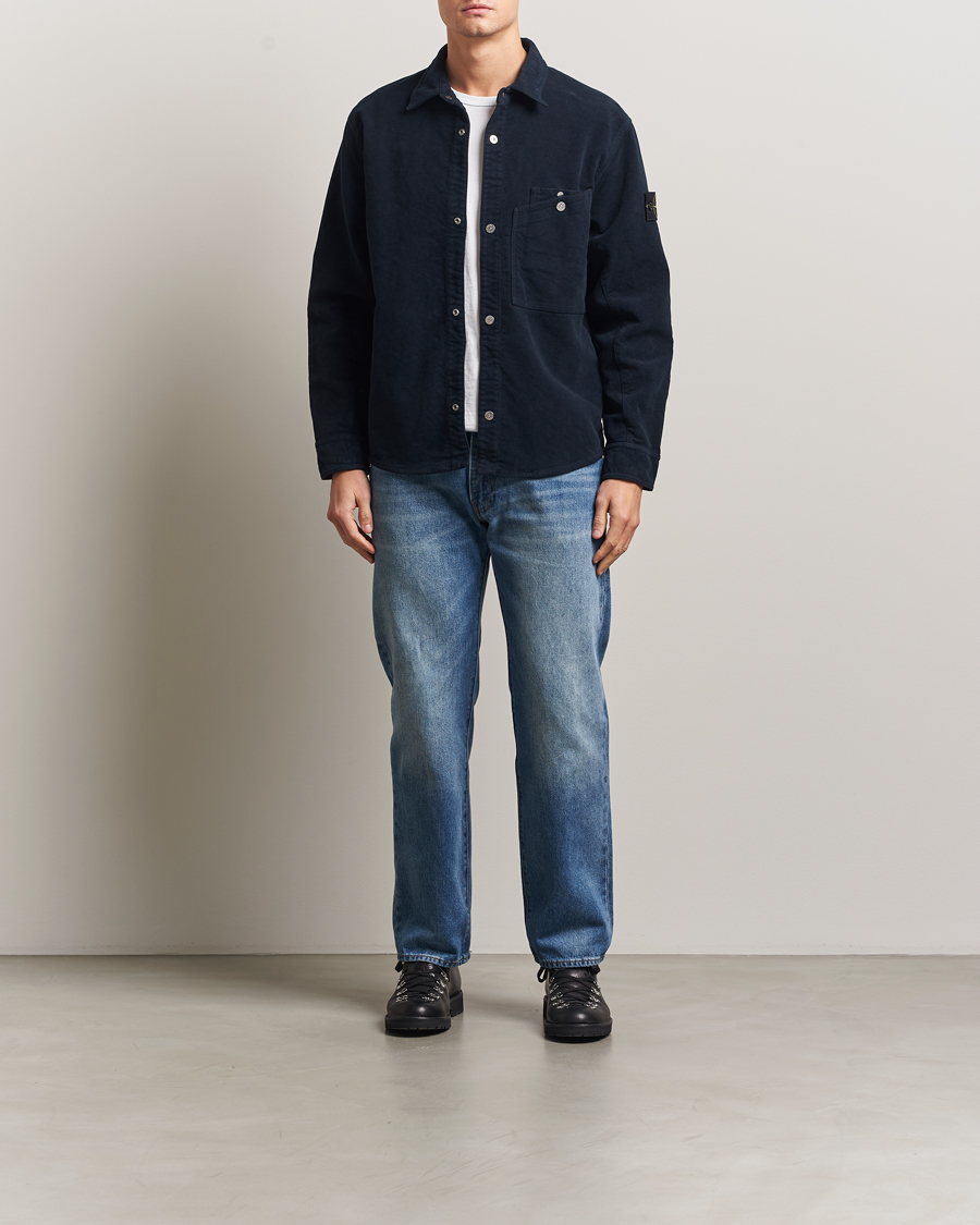 Men |  | Stone Island | Cotton Moleskin Overshirt Navy