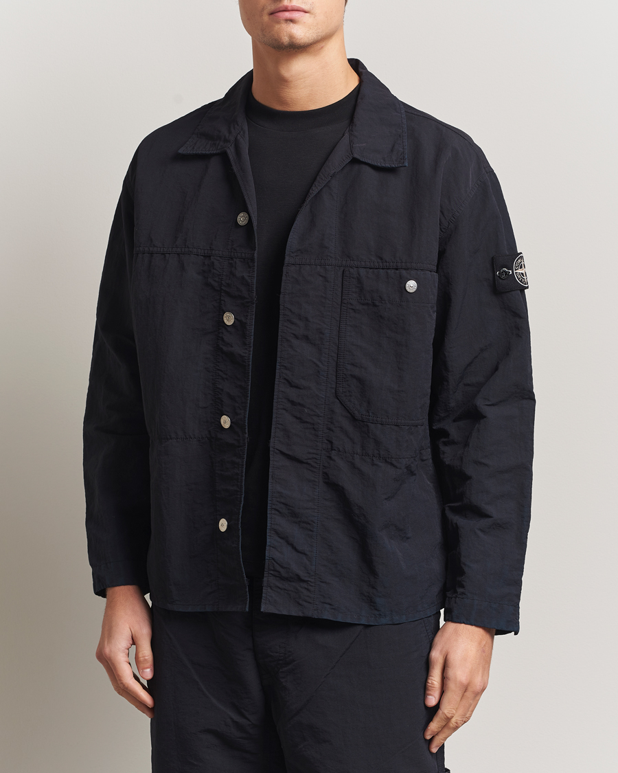 Stone Island Organic Cotton Ripstop Overshirt Black at CareOfCarl.com