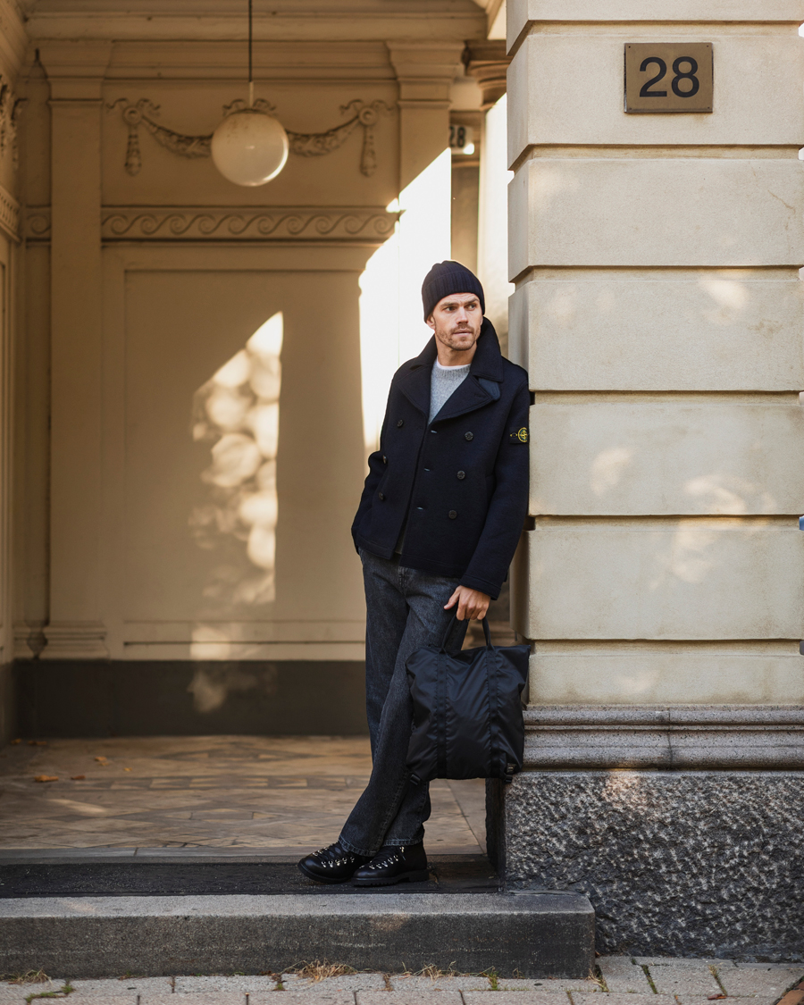 Men | Coats & Jackets | Stone Island | Double Breasted Felted Wool Peacoat Navy