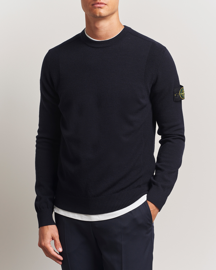 Stone Island Stretch Wool Knitted Jumper Navy at CareOfCarl.com