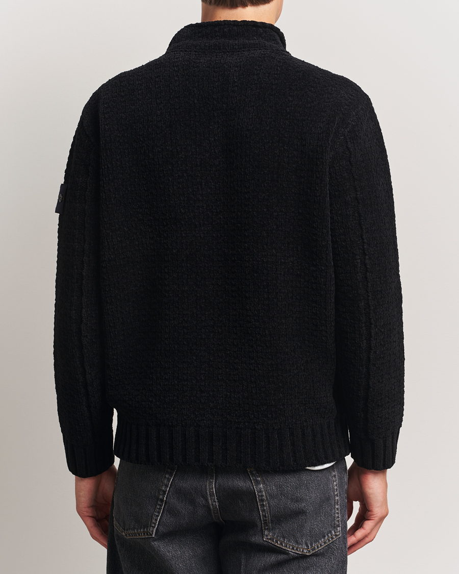 Stone Island Cotton Chenille Knitted Mock Neck Black at CareOfCarl.com
