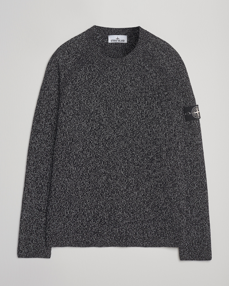 Men | Sweaters & Knitwear | Stone Island | Reflective Cotton Knit Crew Neck Black Melange