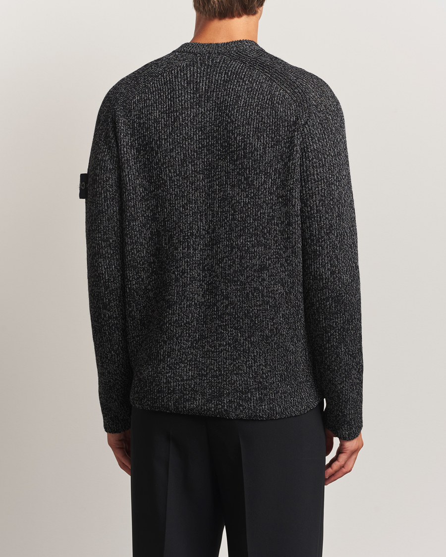 Men | Sweaters & Knitwear | Stone Island | Reflective Cotton Knit Crew Neck Black Melange