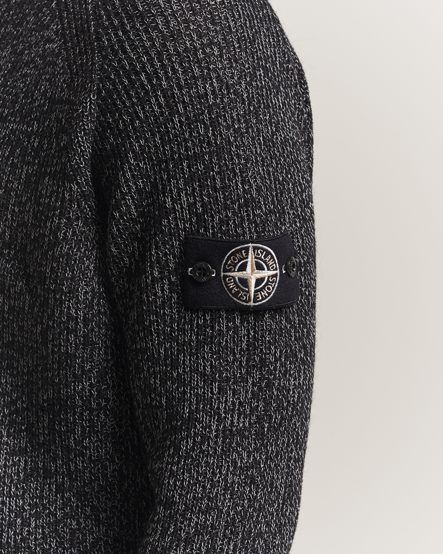 Men | Sweaters & Knitwear | Stone Island | Reflective Cotton Knit Crew Neck Black Melange