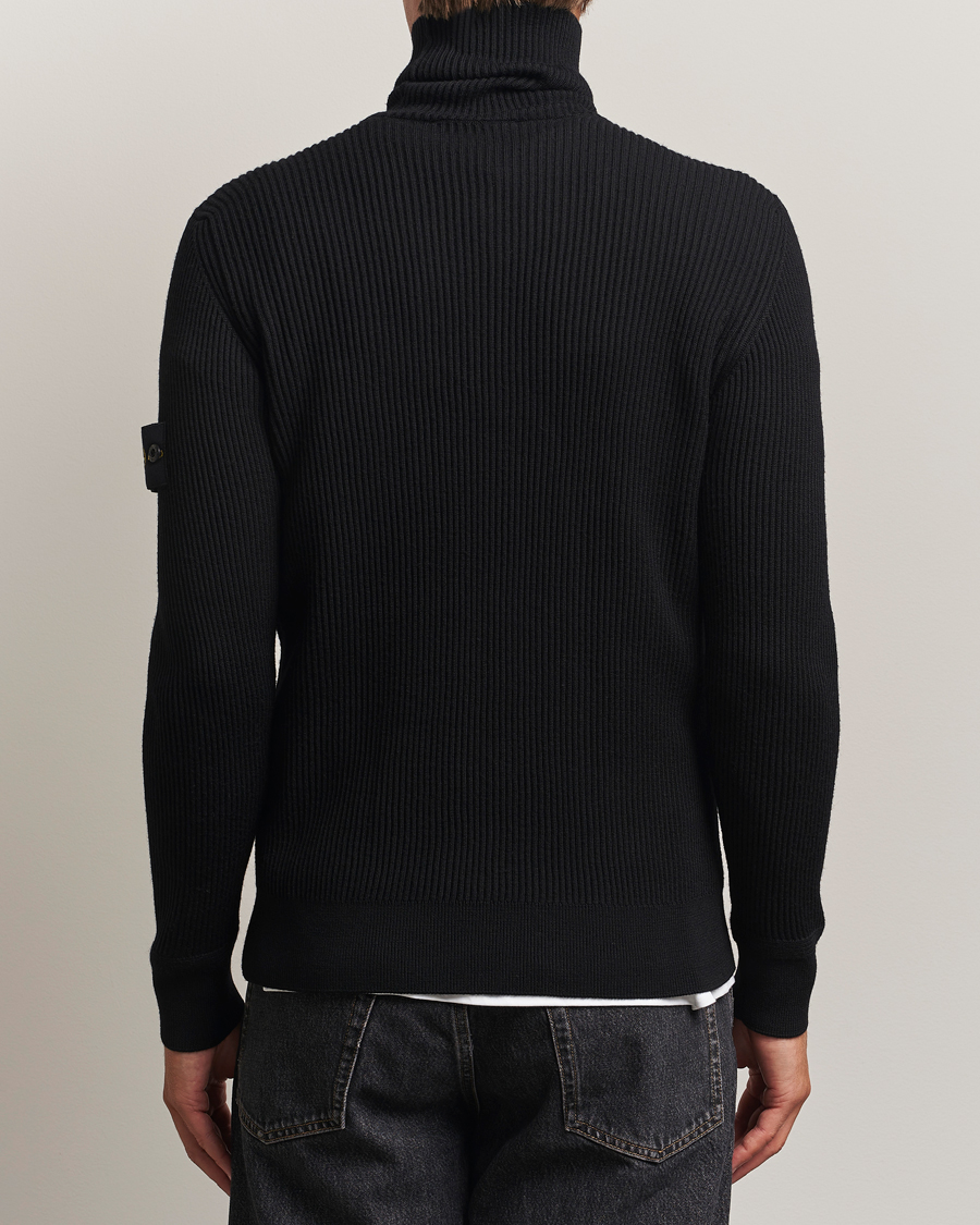 Stone Island Full Rib Wool Turtleneck Black at CareOfCarl.com