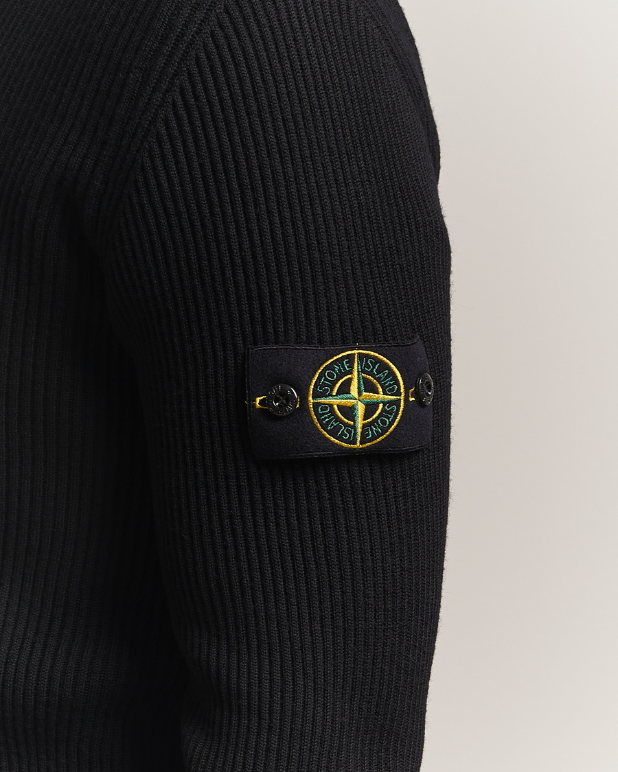 Stone Island Full Rib Wool Turtleneck Black at CareOfCarl.com