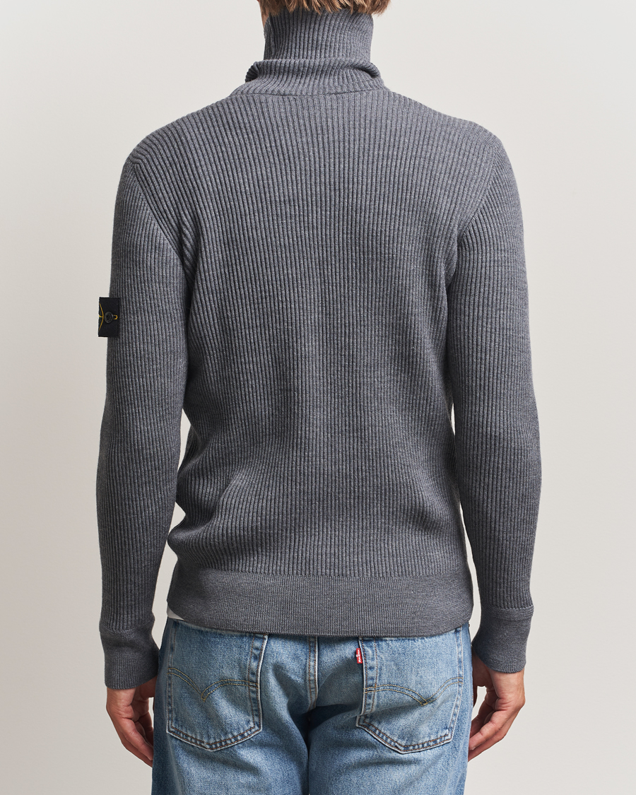 Men | Sweaters & Knitwear | Stone Island | Full Rib Wool Turtleneck Dark Grey