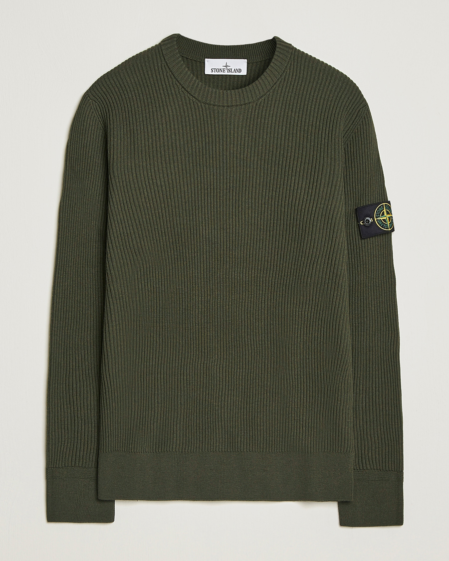 Men | Sweaters & Knitwear | Stone Island | Full Rib Crewneck Military Green