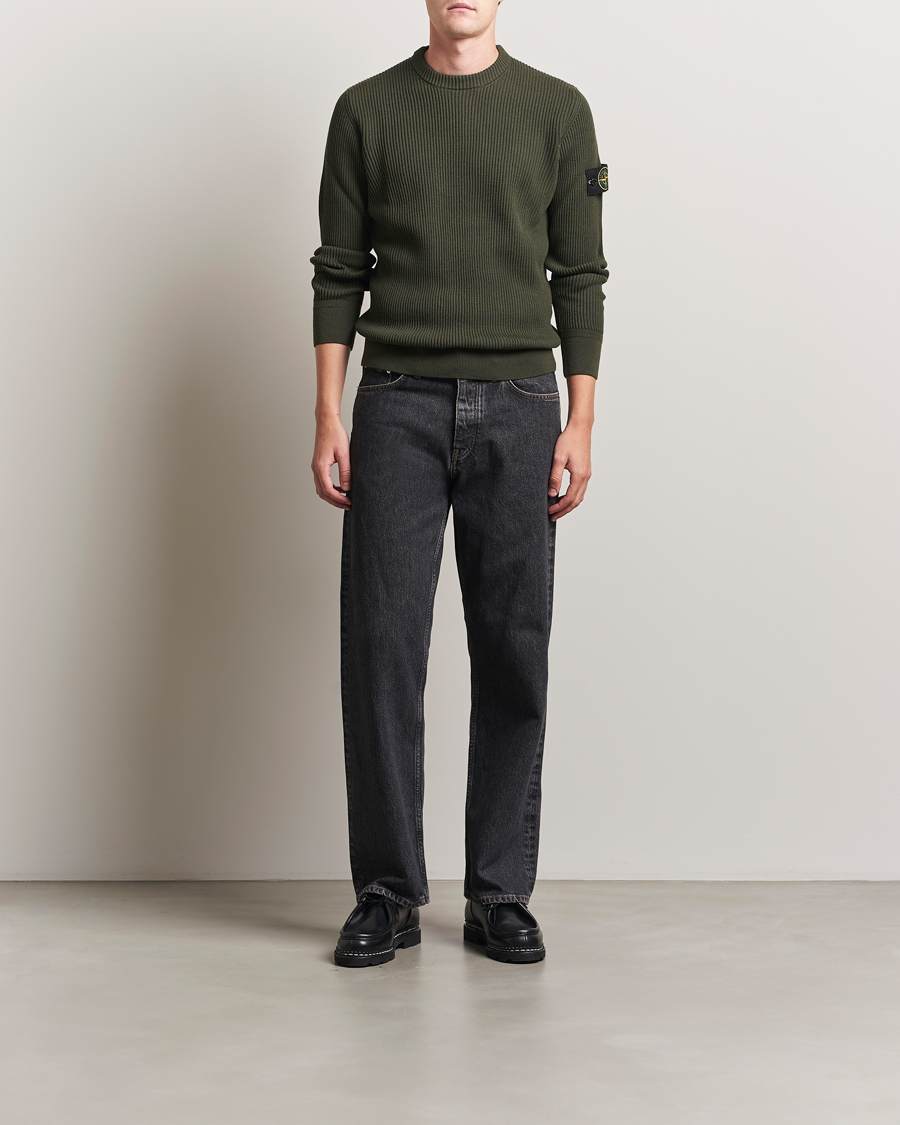 Men | Sweaters & Knitwear | Stone Island | Full Rib Crewneck Military Green