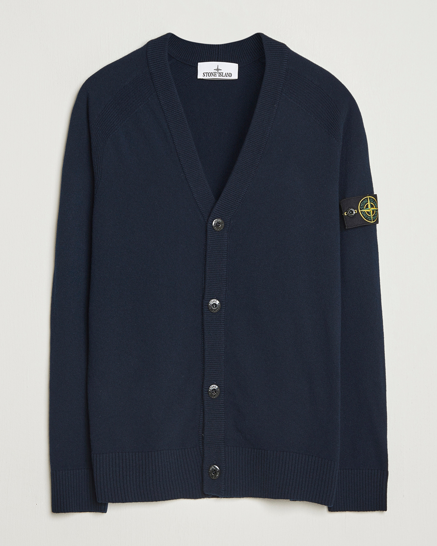 Men | Sweaters & Knitwear | Stone Island | Knitted Geelong Wool Cardigan Navy