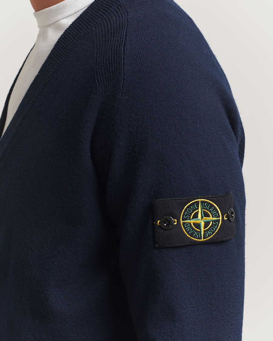 Men | Sweaters & Knitwear | Stone Island | Knitted Geelong Wool Cardigan Navy