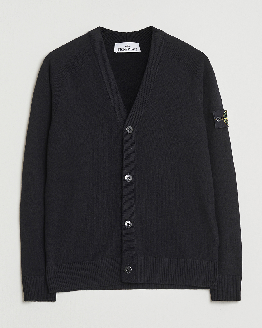 Men | Sweaters & Knitwear | Stone Island | Knitted Geelong Wool Cardigan Black