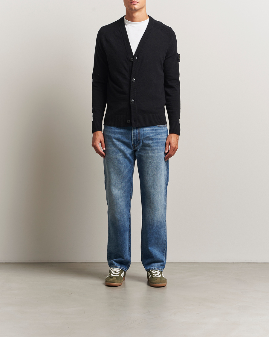 Men | Sweaters & Knitwear | Stone Island | Knitted Geelong Wool Cardigan Black