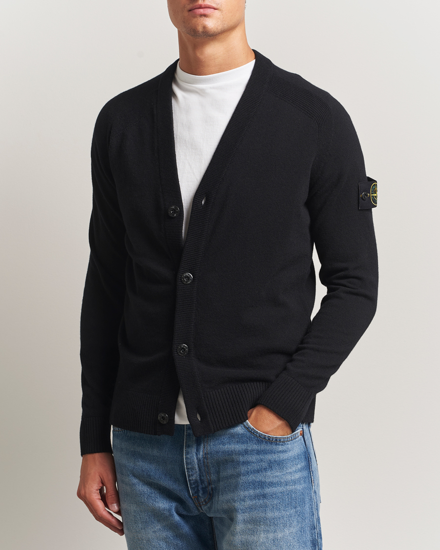 Men | Sweaters & Knitwear | Stone Island | Knitted Geelong Wool Cardigan Black