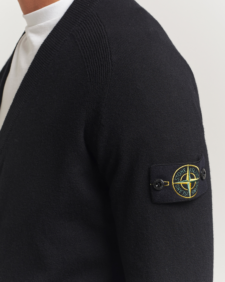 Men | Sweaters & Knitwear | Stone Island | Knitted Geelong Wool Cardigan Black