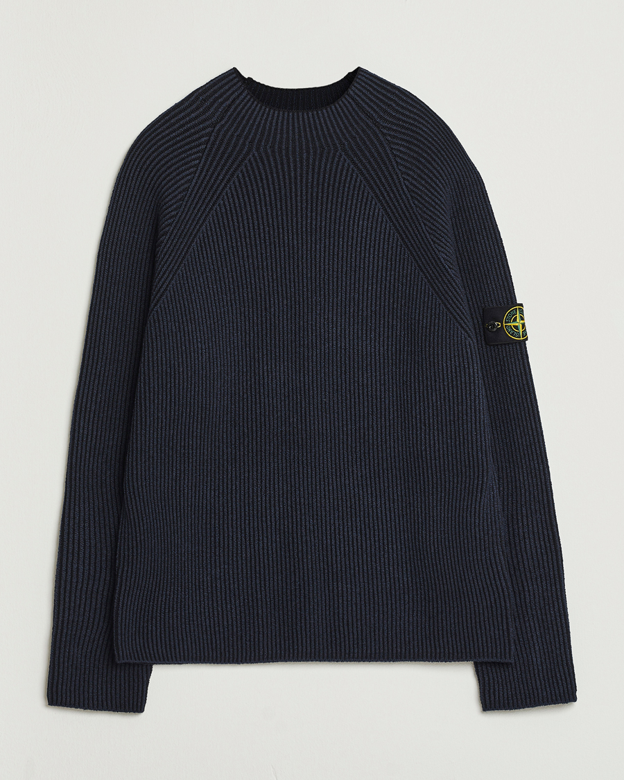 Men | Sweaters & Knitwear | Stone Island | Vanisé Full Rib Wool Crew Neck Navy