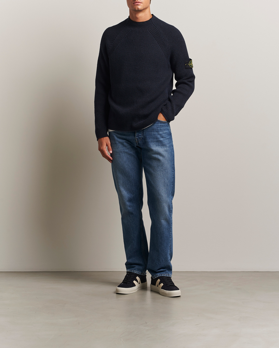 Men | Sweaters & Knitwear | Stone Island | Vanisé Full Rib Wool Crew Neck Navy