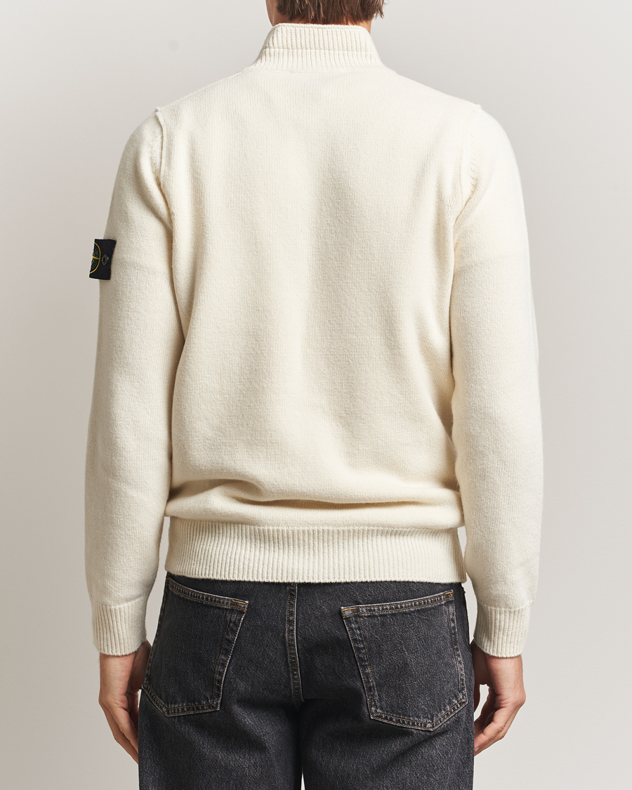 Stone Island Knitted Lambswool Half Button Zip Ivory at CareOfCarl.com Stone Island Knitted Lambswool Half Button Zip Ivory at CareOfCarl.com