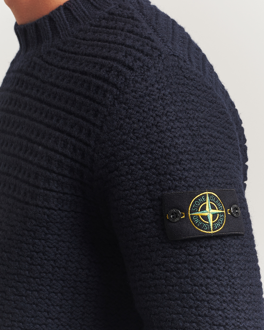 トップス stone  crew neck knit sweater navy Stone Island Mixed Stiches Wool Knitted Crew Neck Navy at