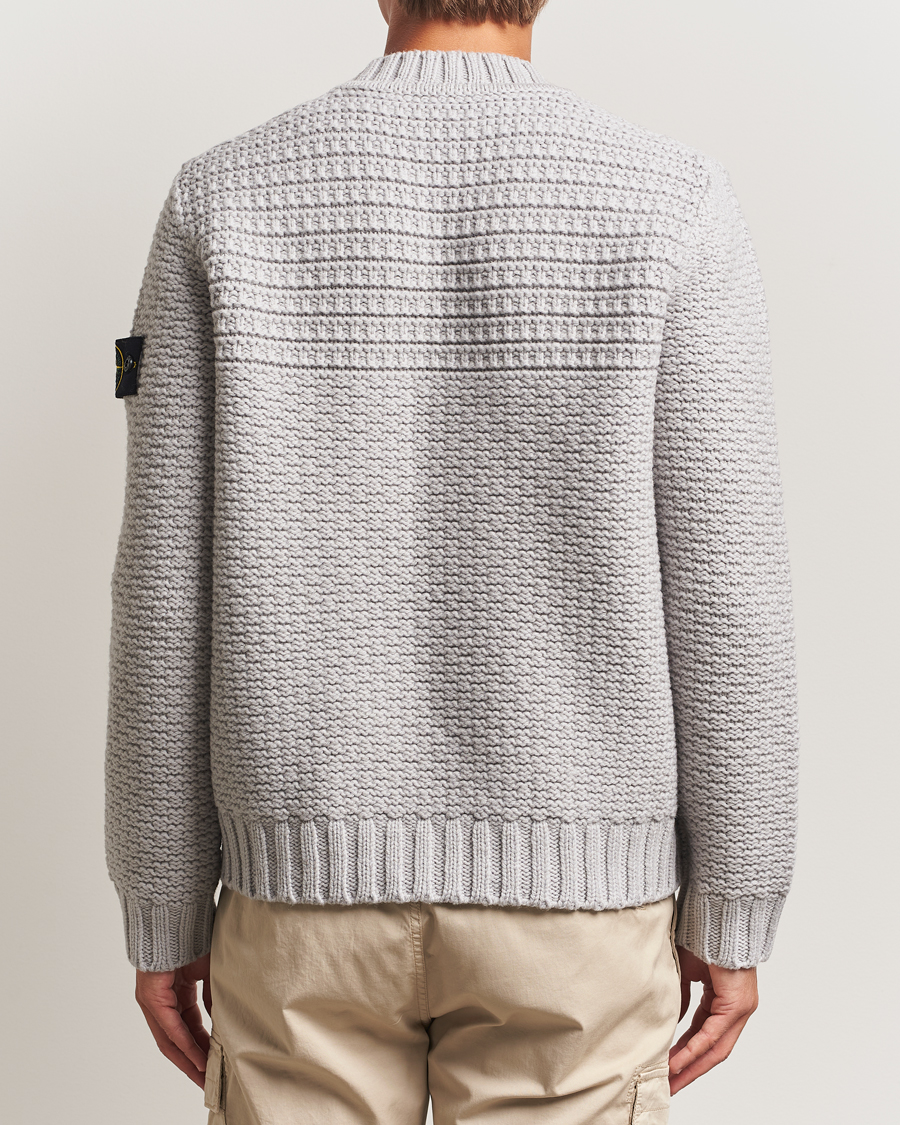 Stone Island Mixed Stiches Wool Knitted Crew Neck Pearl Grey at