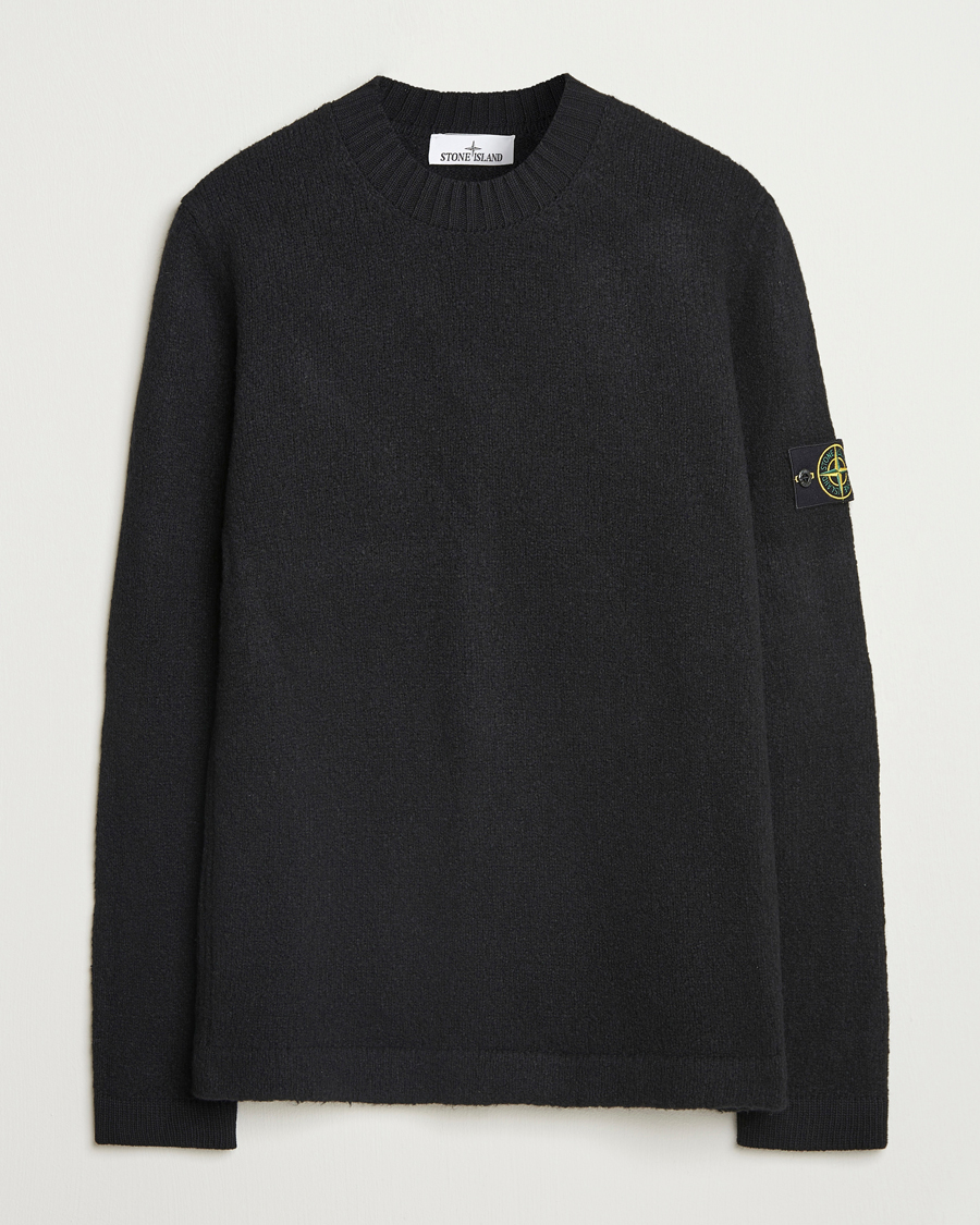 Stone Island Brushed Knitted Wool Crew Neck Black at CareOfCarl.com