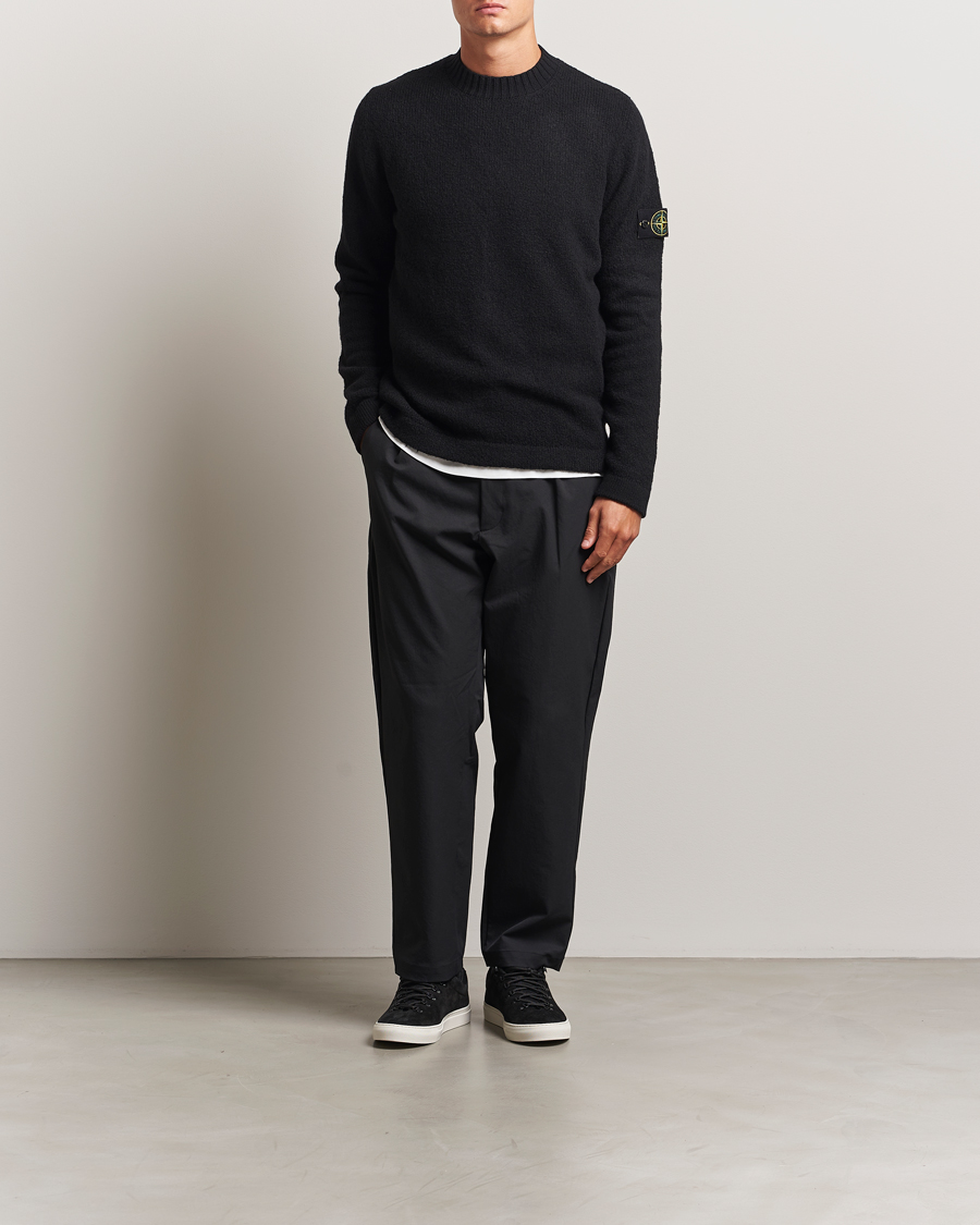 Stone Island Brushed Knitted Wool Crew Neck Black at CareOfCarl.com