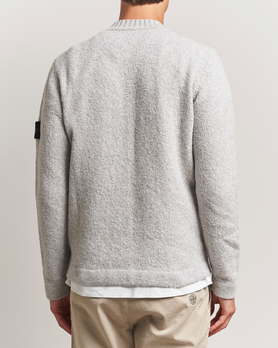 Stone Island Brushed Knitted Wool Crew Neck Grey Melange at