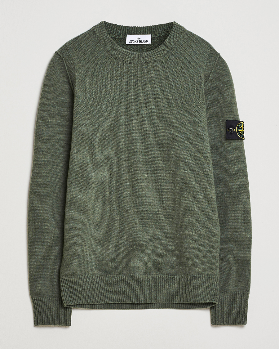 Stone Island Knitted Lambswool Crew Neck Military Green at