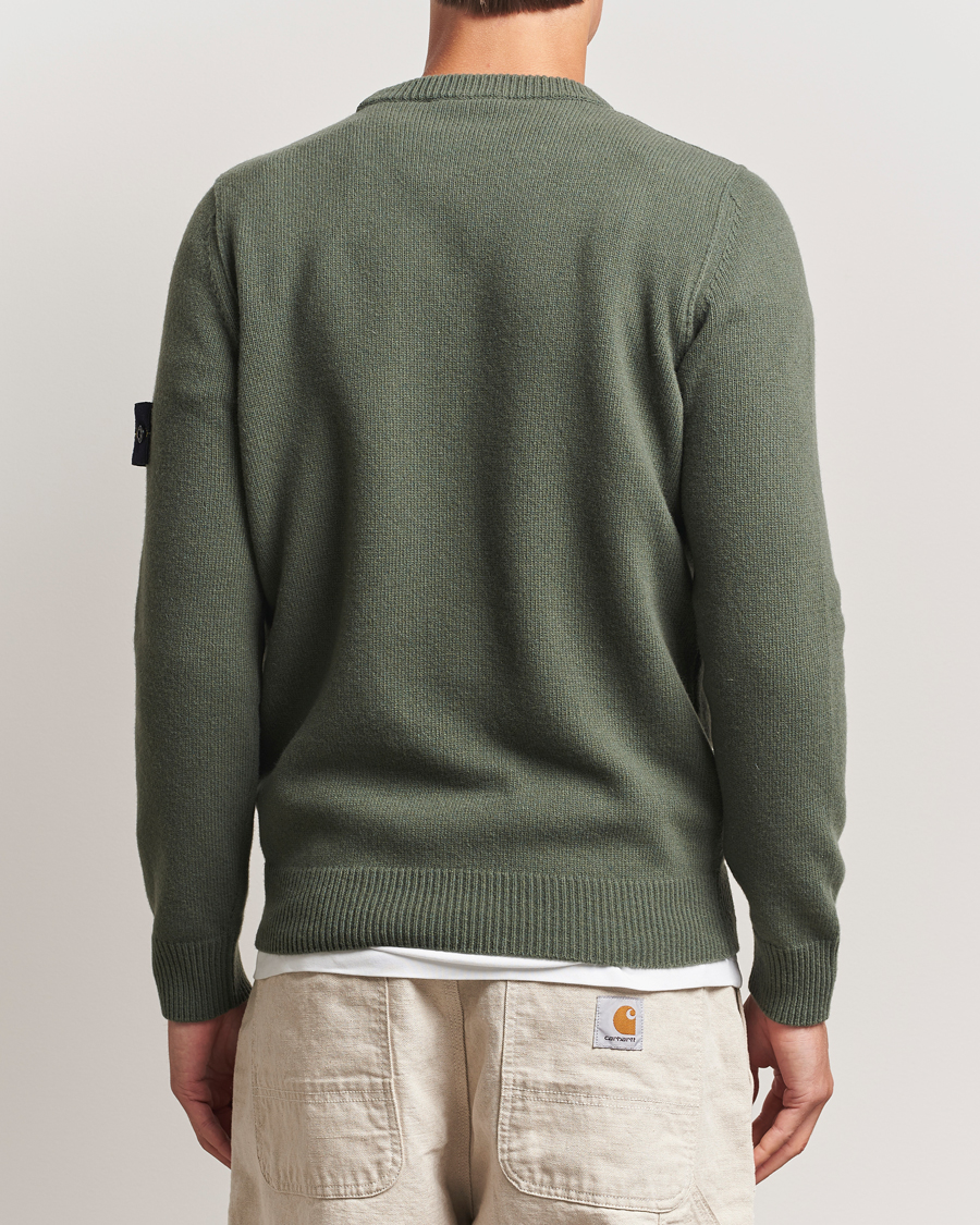 Stone Island Knitted Lambswool Crew Neck Military Green at