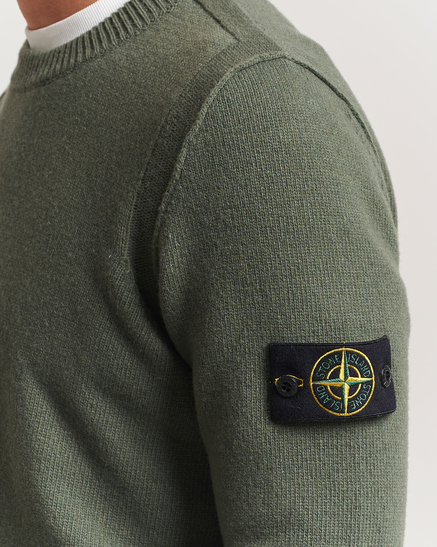 Stone Island Knitted Lambswool Crew Neck Military Green at
