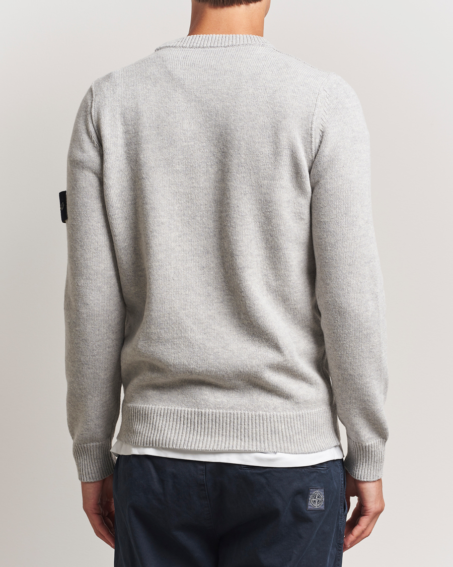 Men | Sweaters & Knitwear | Stone Island | Knitted Lambswool Crew Neck Grey Melange