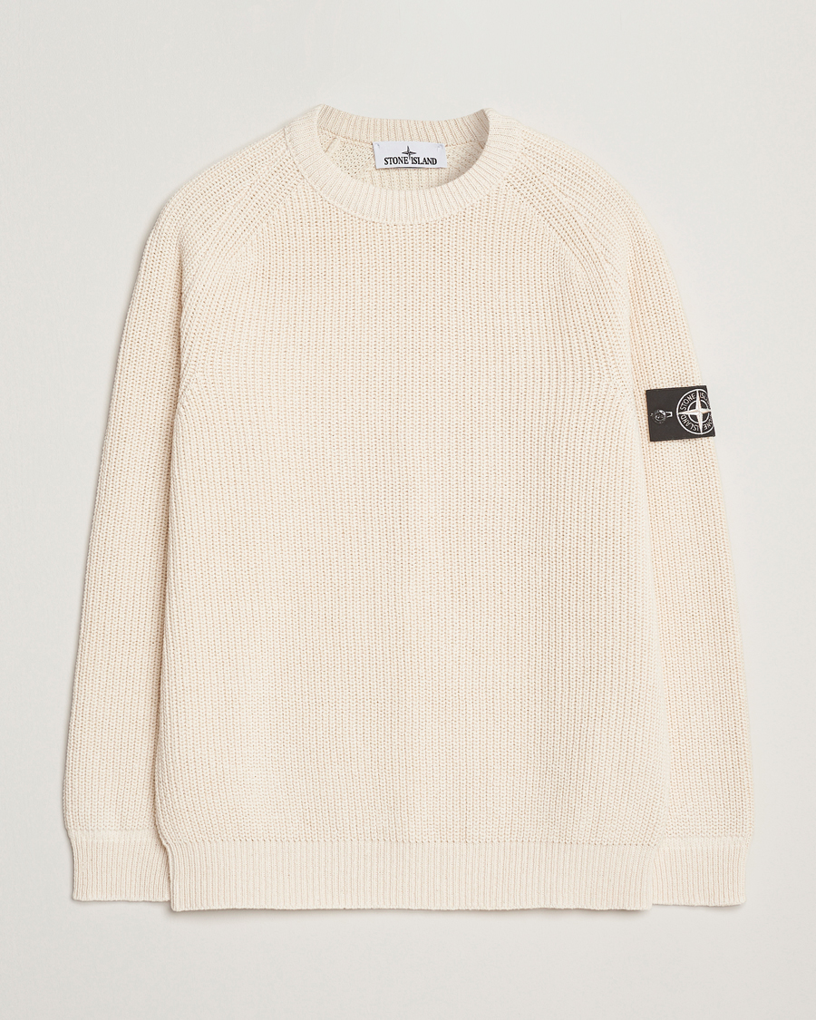 Stone Island RAW Cotton Popcorn Stitch Crew Neck Ivory at